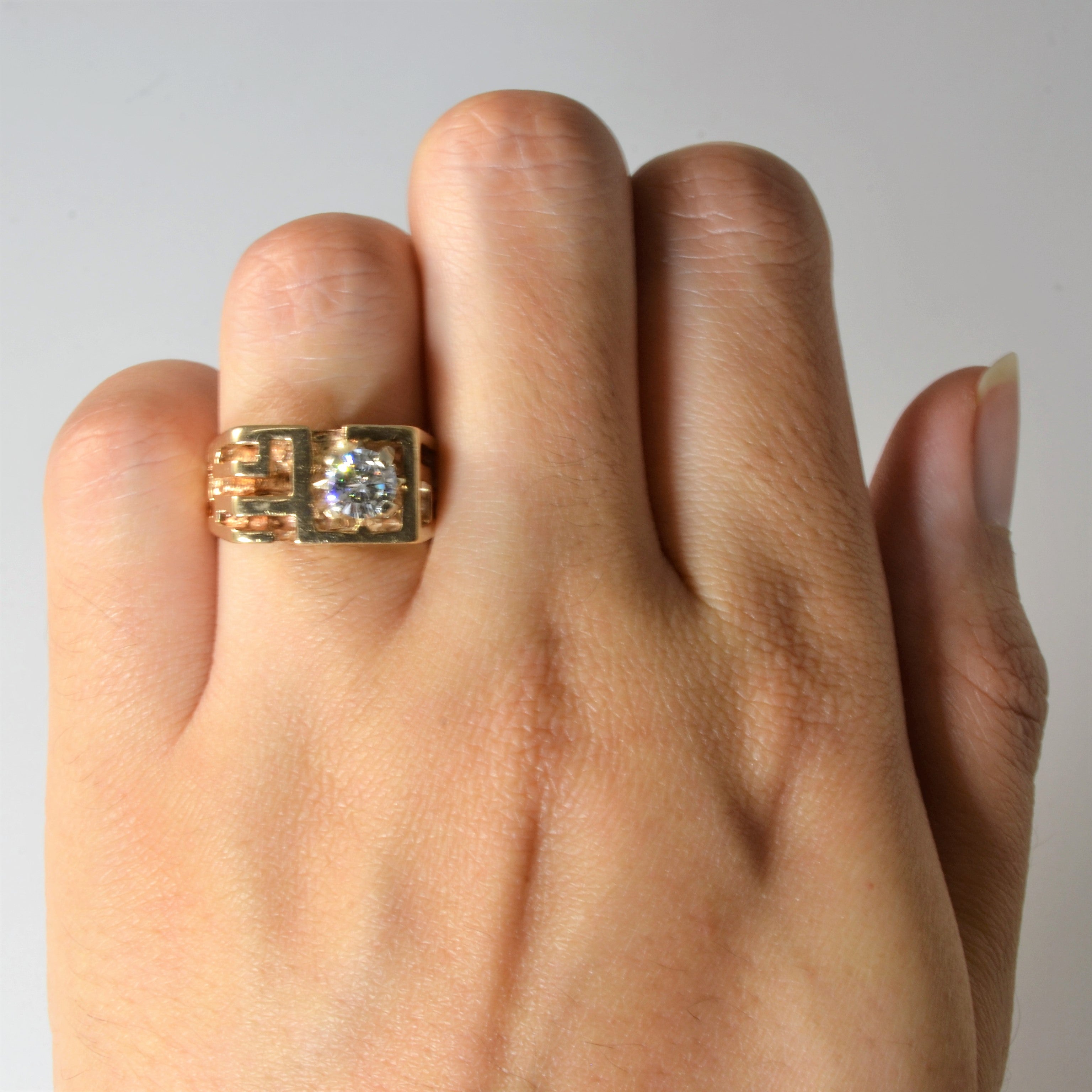 Yellow Gold Geometric Diamond Ring | 0.62ct | SZ 6 |