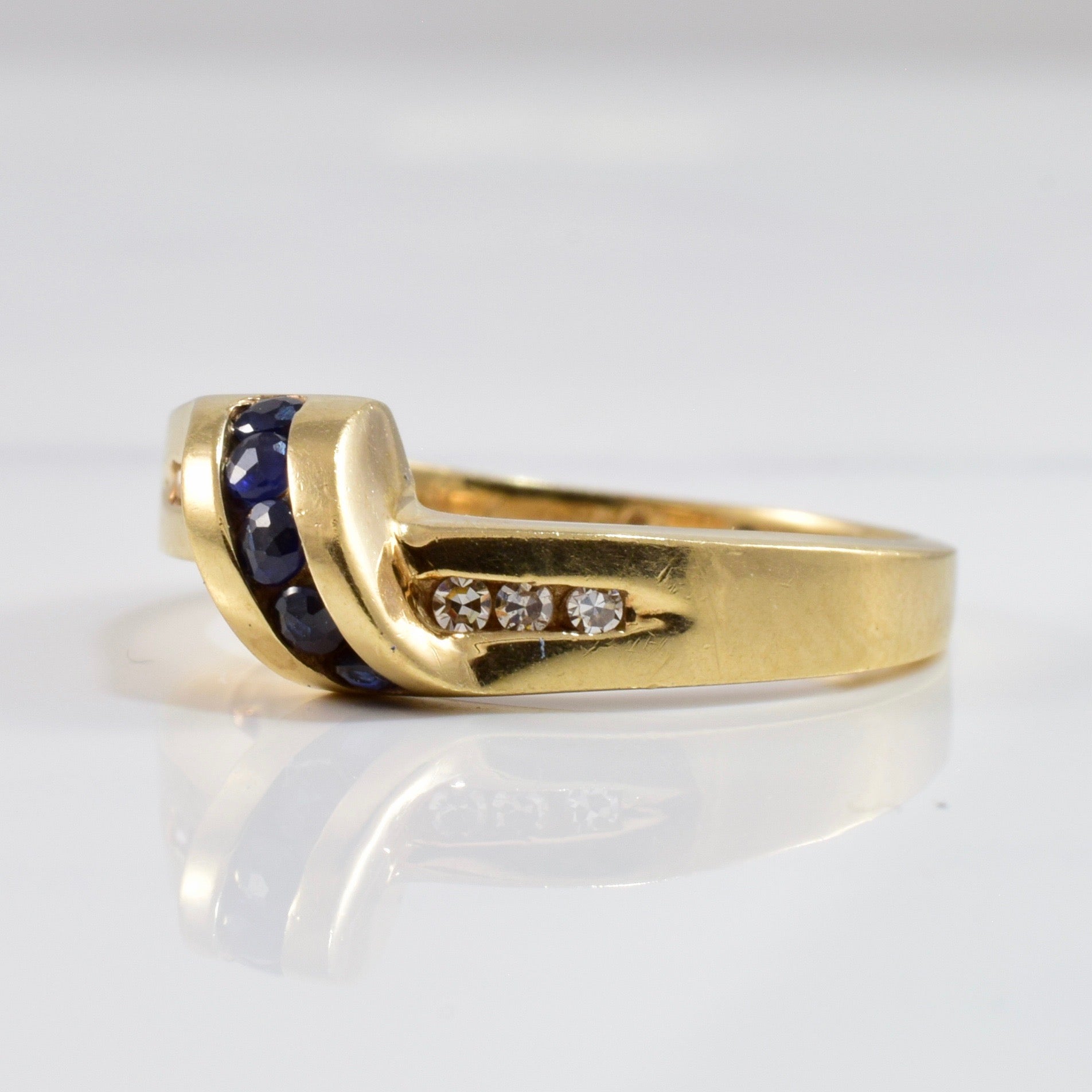 Bypass Sapphire and Diamond Ring | 0.05 ctw SZ 5.75 |