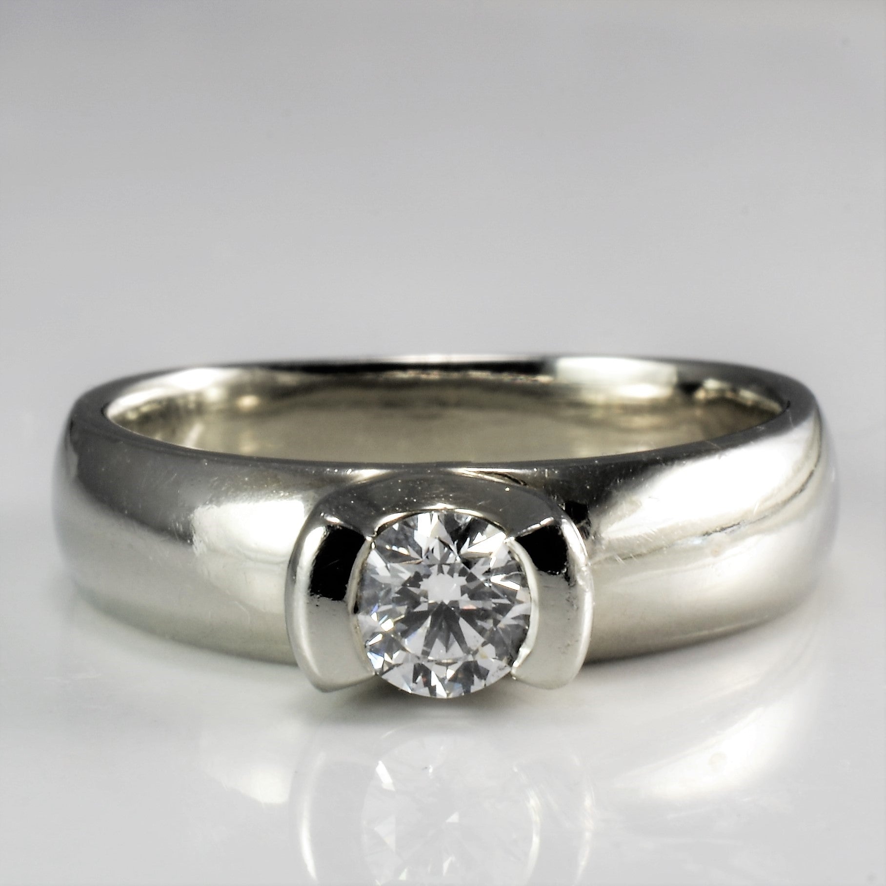 Semi Bezel Solitaire Diamond Engagement Ring | 0.28 ct, SZ 4.25 |