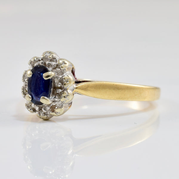 Sapphire and Diamond Halo Ring | 0.02 ctw SZ 6.25 |