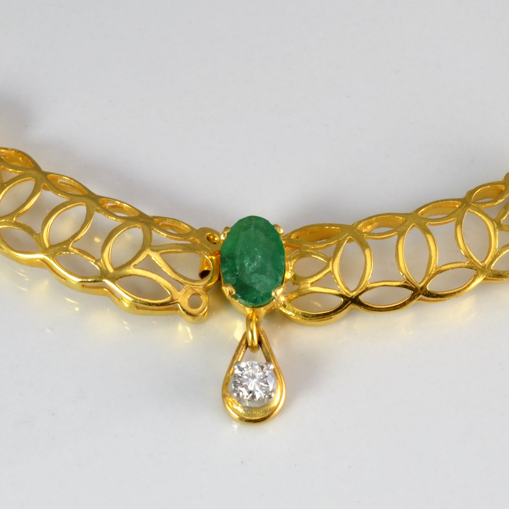 Emerald & Diamond Filigree Necklace | 0.85ctw, 7.00ctw | 16''|