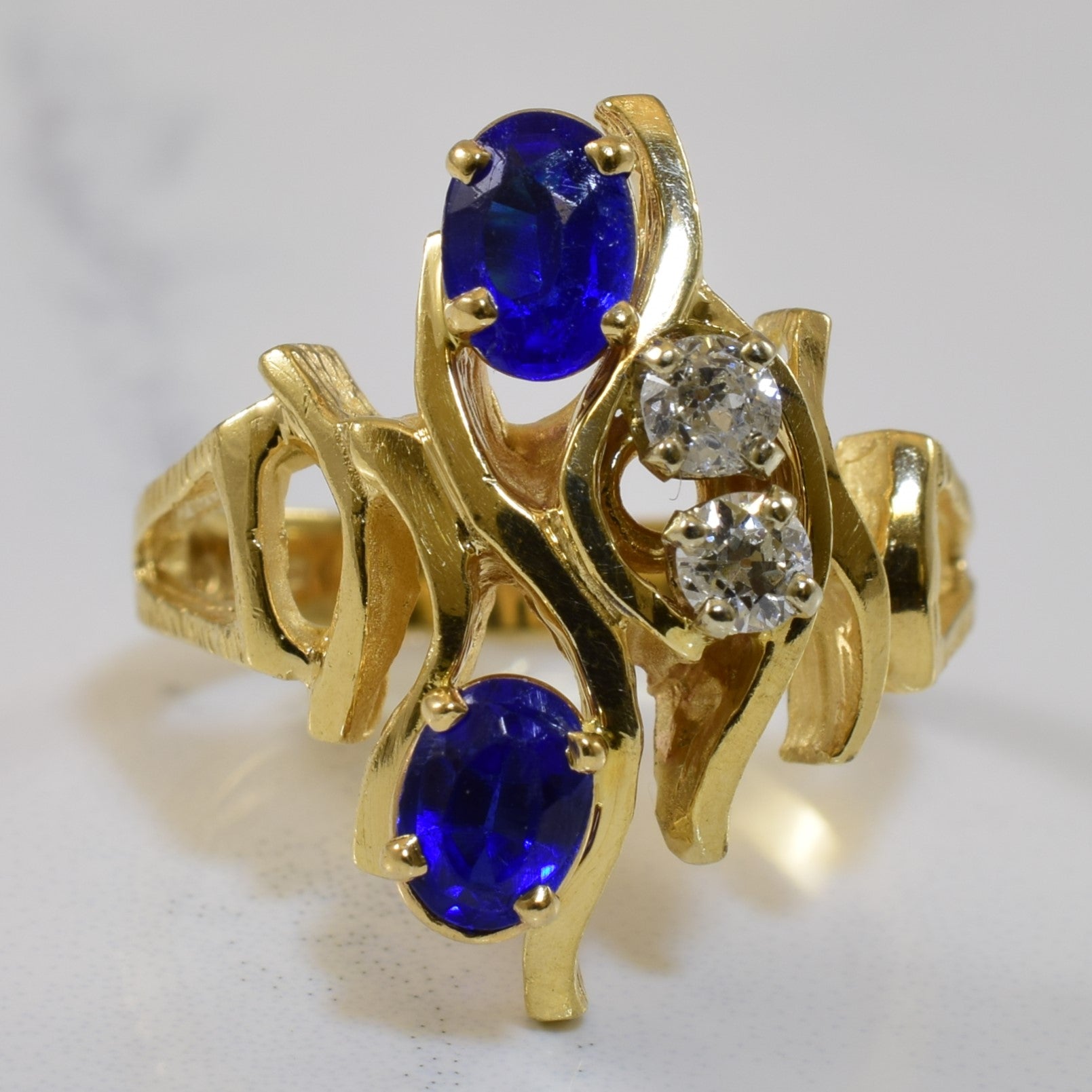 Doublet & Diamond Open Work Ring | 1.00ctw, 0.20ctw | SZ 6.5 |