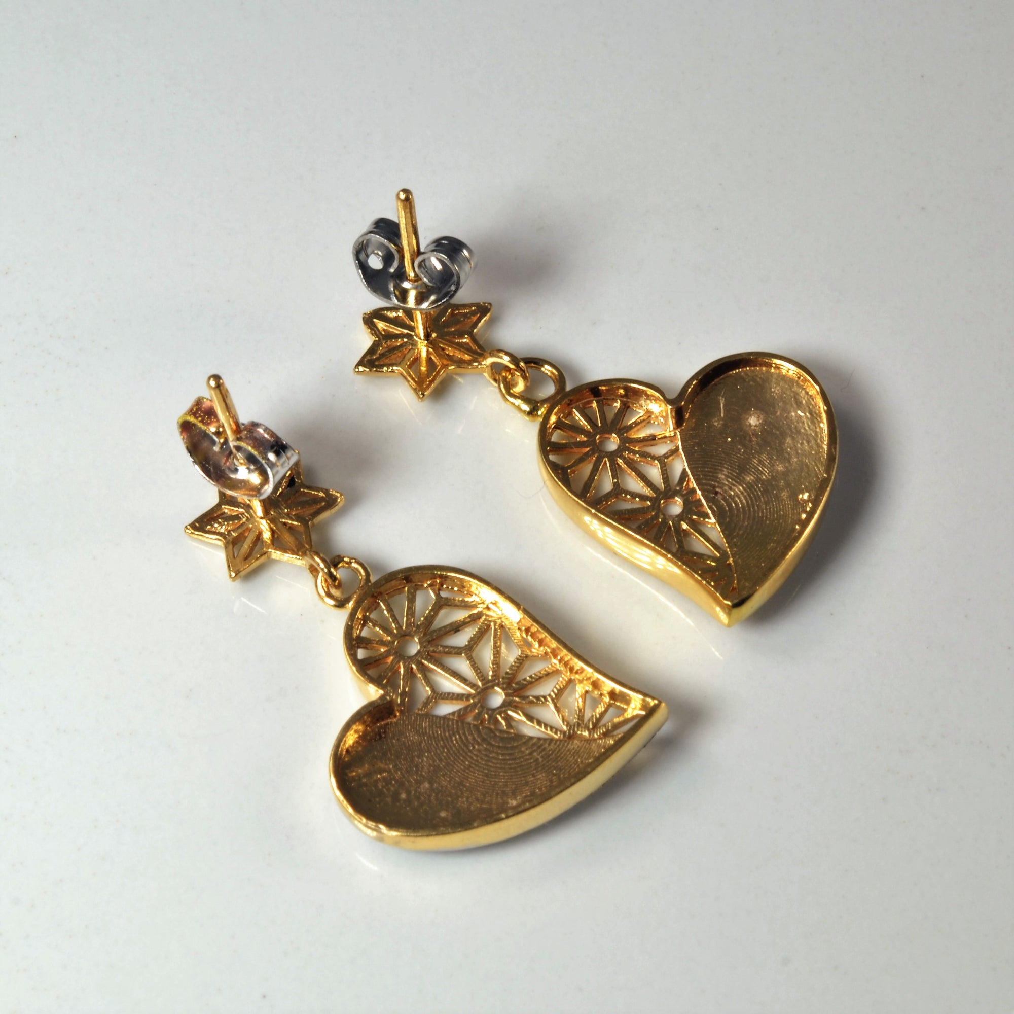 Two Tone Gold Heart & Star Earrings |