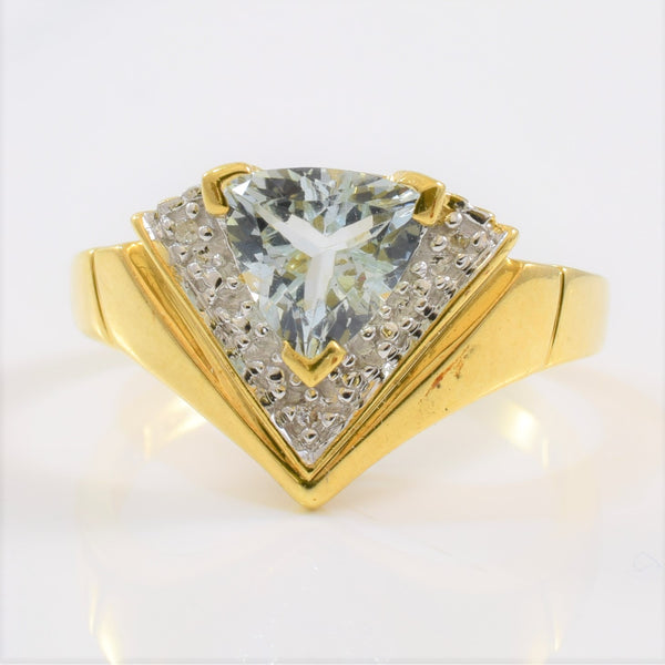 Aquamarine & Diamond Ring | 0.01ctw, 1.35ct | SZ 6.75 |