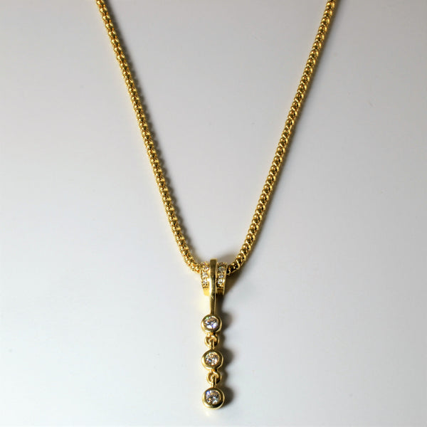 Bezel Set Diamond Drop Necklace | 0.84ctw | 18