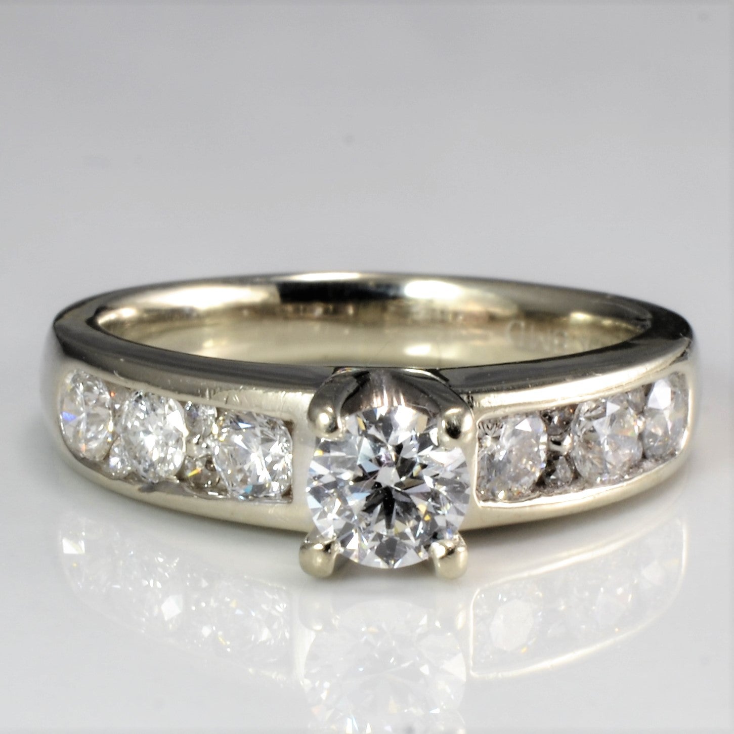 Classic Side Stone Solitaire Engagement Ring | 0.88 ctw, SZ 5.75 |