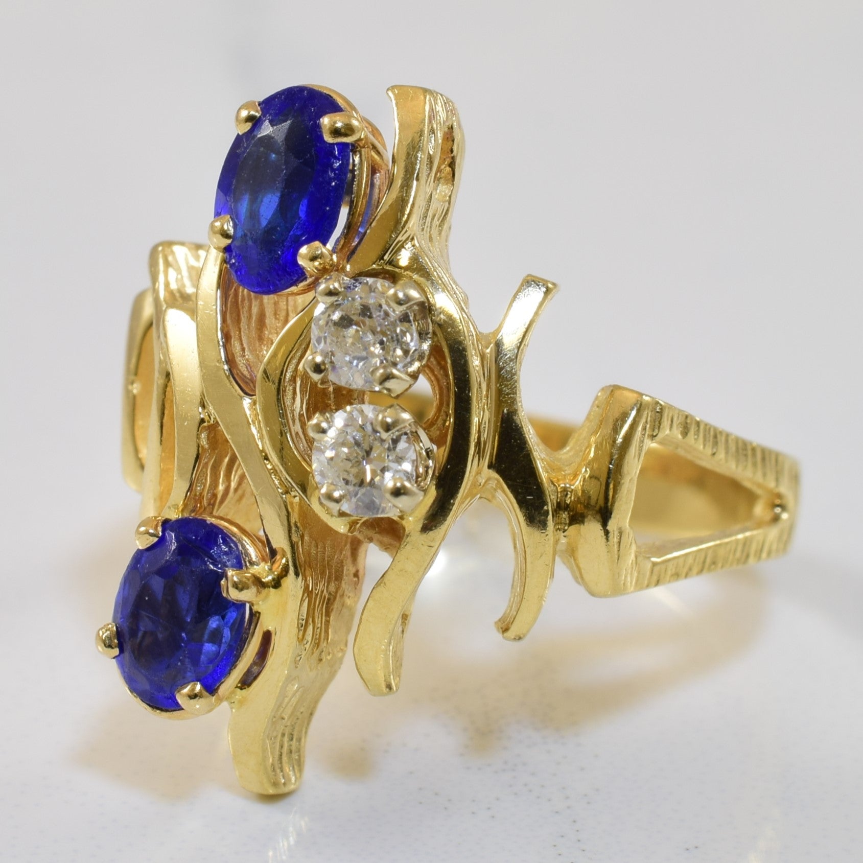 Doublet & Diamond Open Work Ring | 1.00ctw, 0.20ctw | SZ 6.5 |
