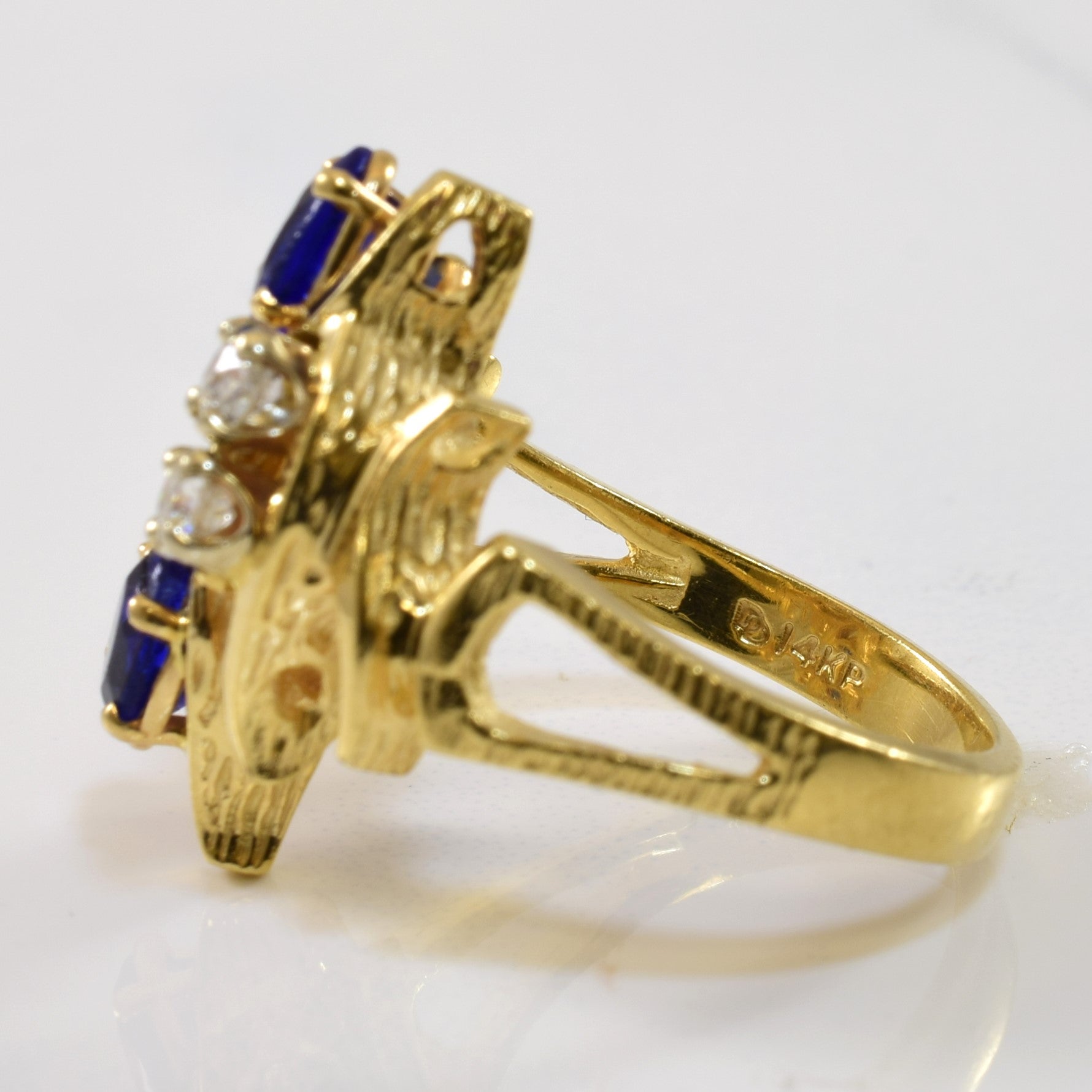 Doublet & Diamond Open Work Ring | 1.00ctw, 0.20ctw | SZ 6.5 |