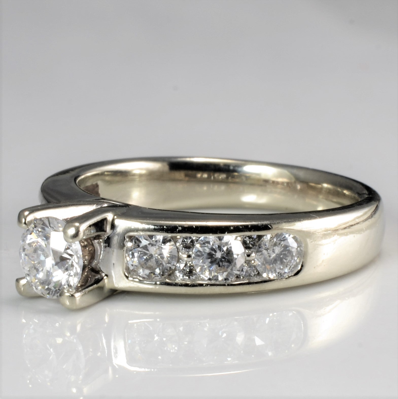 Classic Side Stone Solitaire Engagement Ring | 0.88 ctw, SZ 5.75 |