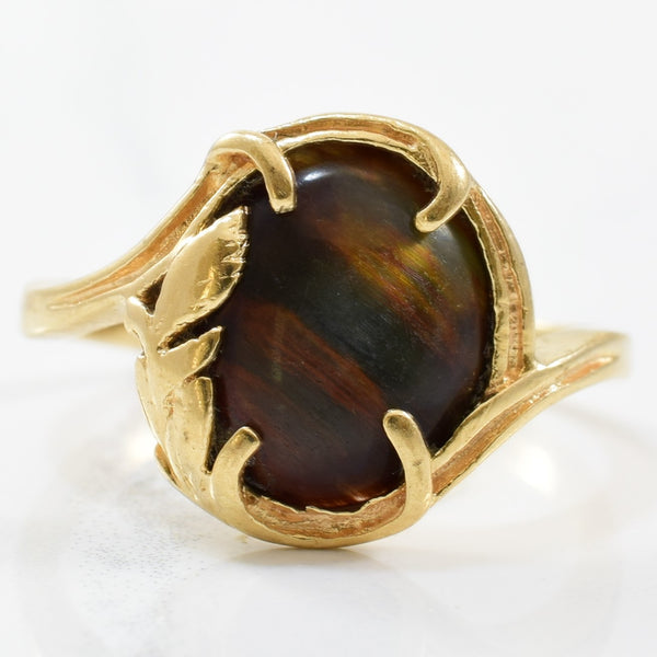 Leaf Detailed Tigers Eye Bypass Ring | 2.50ct | SZ 8.5 |