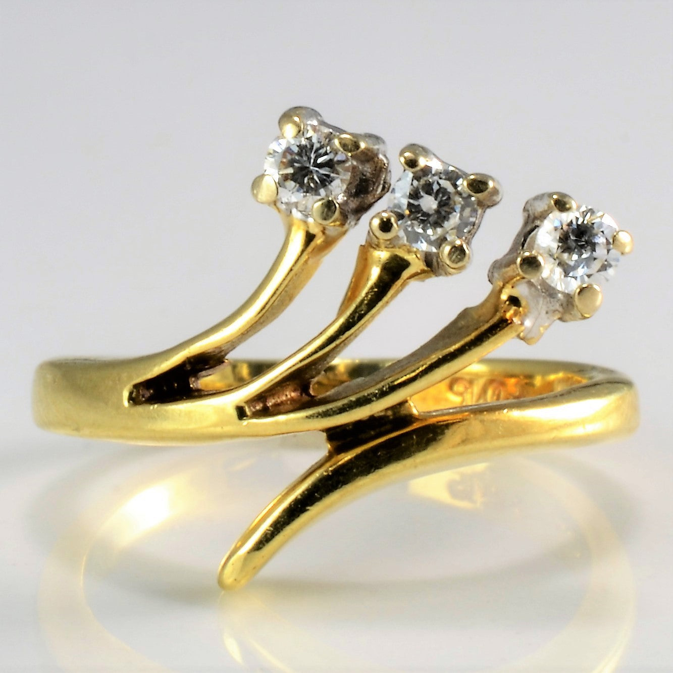 Bypass Three Stone Diamond Designer Ring | 0.12 ctw, SZ 2.75 |