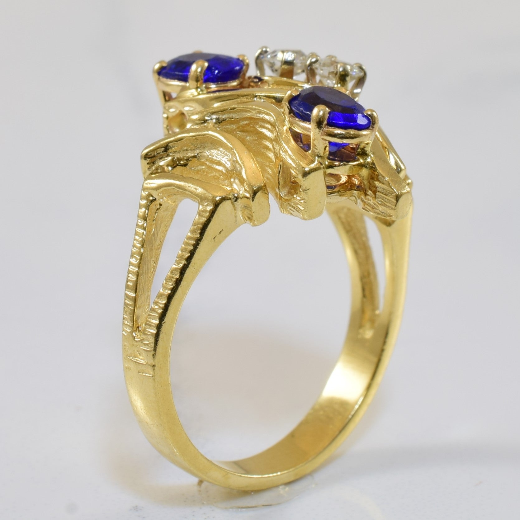 Doublet & Diamond Open Work Ring | 1.00ctw, 0.20ctw | SZ 6.5 |