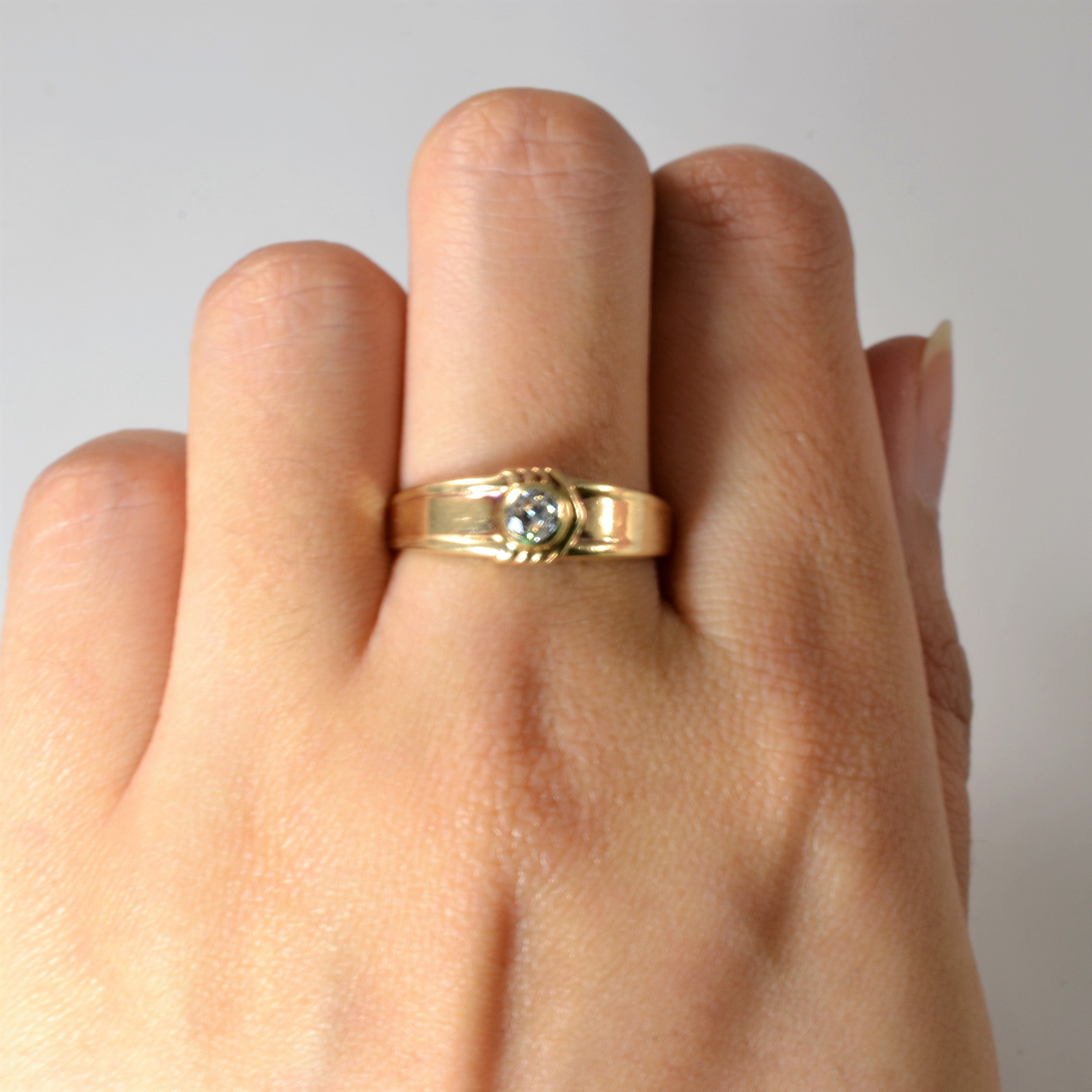 Bague ancienne européenne sertie d'un diamant | 0,20 ct | Taille 9 | 