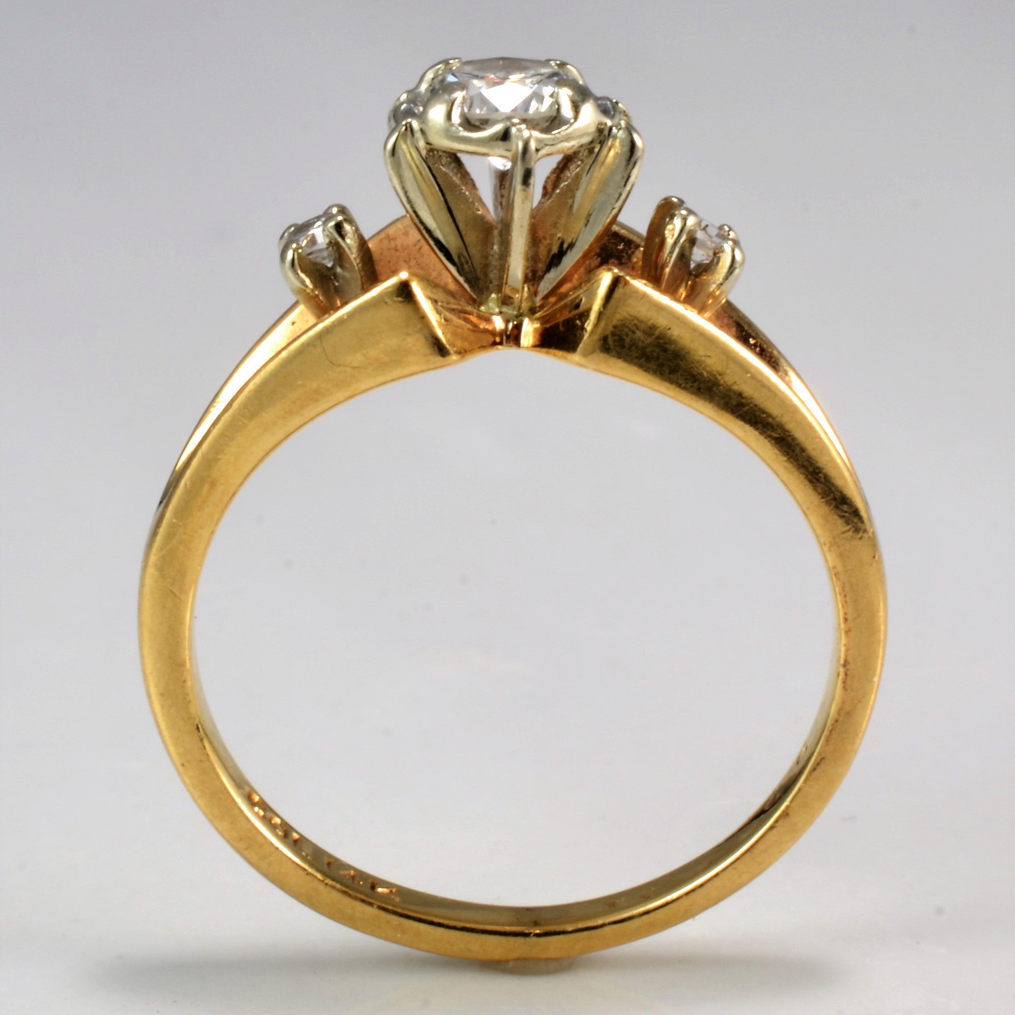Petite High Set Three Stone Diamond Ring | 0.21 ctw, SZ 3.5 |