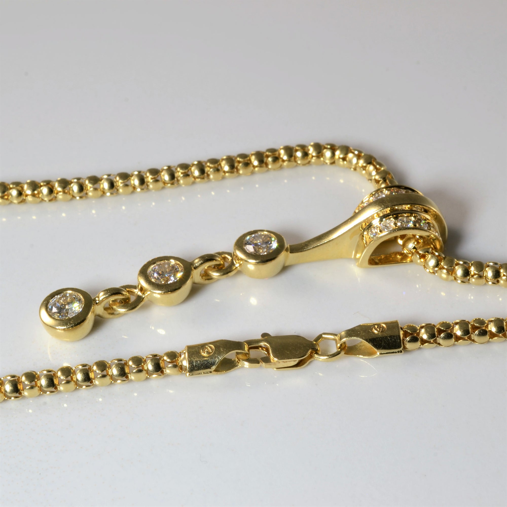 Bezel Set Diamond Drop Necklace | 0.84ctw | 18