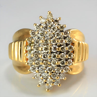 Marquise Shaped Diamond Cluster Ring | 0.83 ctw, SZ 7 |