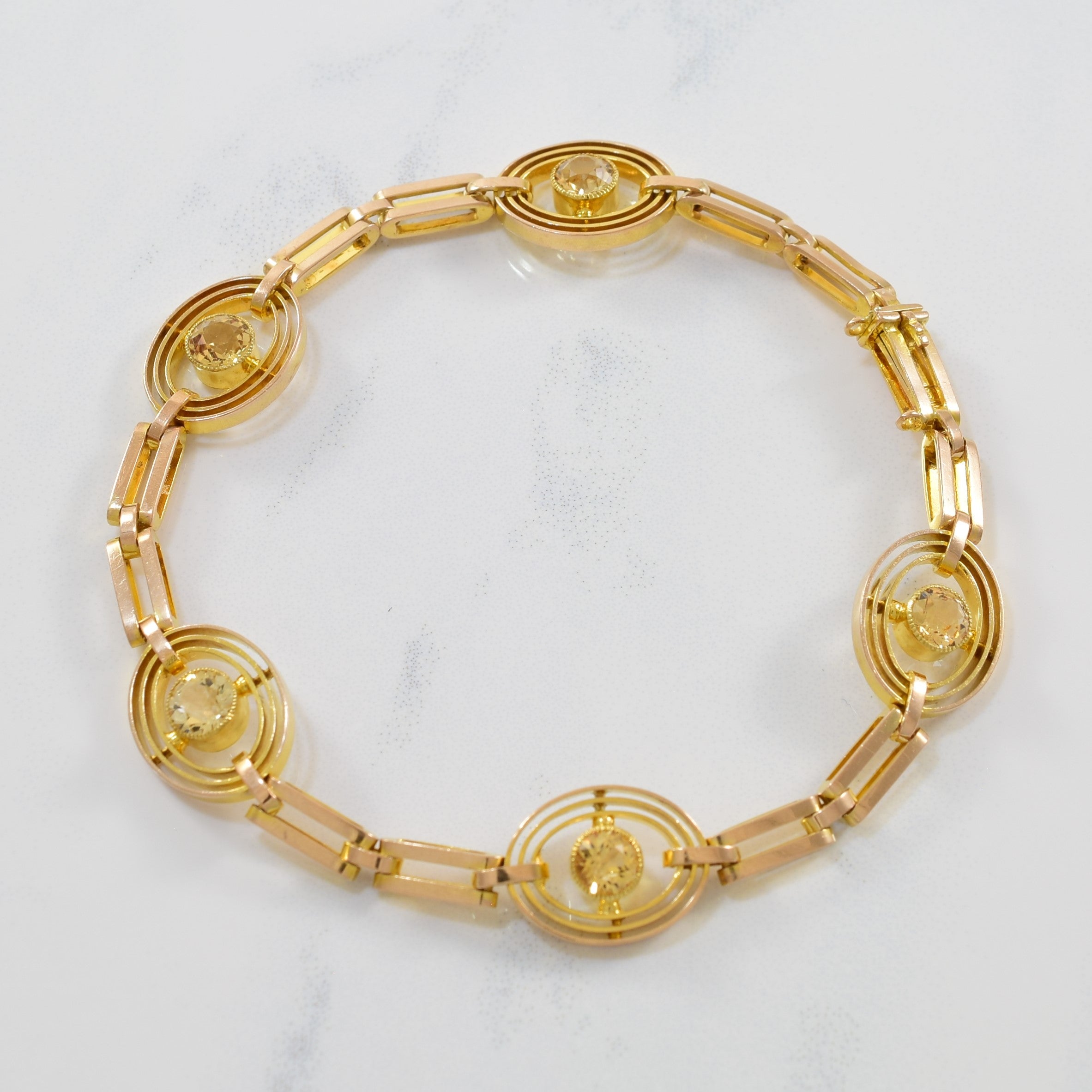 Victorian Era Bezel Set Topaz Bracelet | 1.25ctw | 7" |