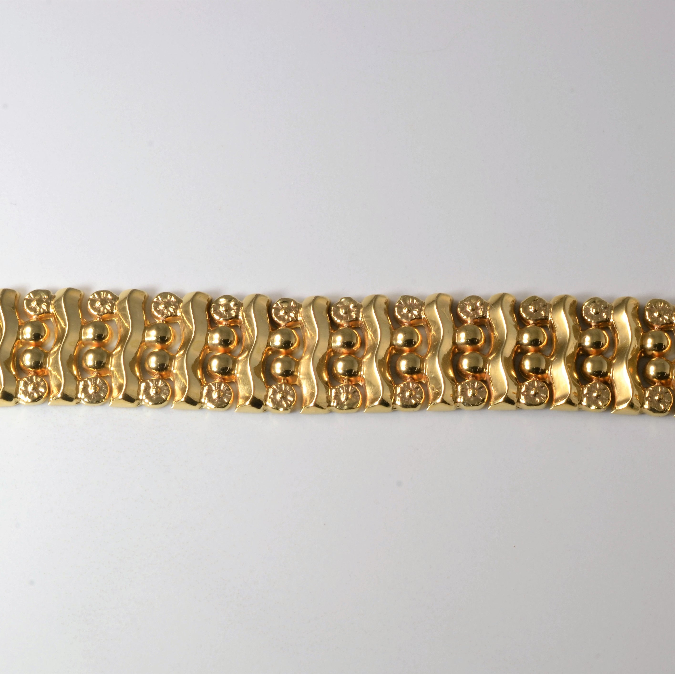 Yellow Gold Watch Strap Style Bracelet | 7.5" |