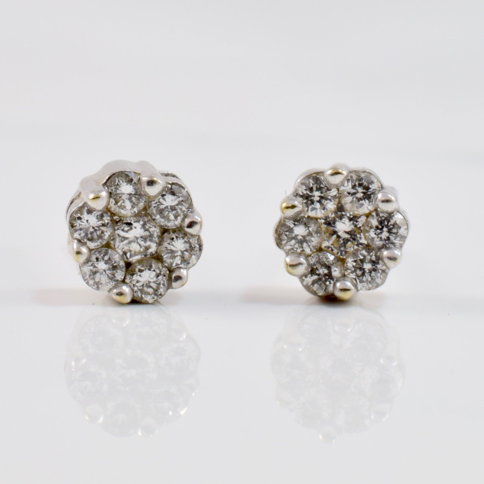 Floral Diamond Cluster Stud Earrings | 0.35 ctw |