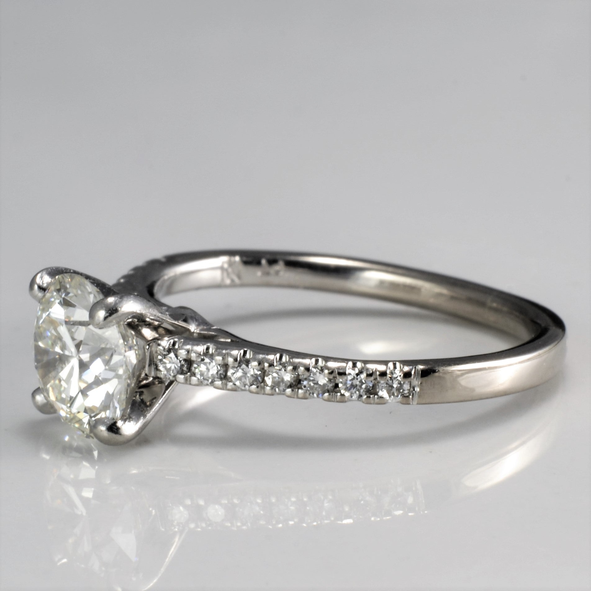 Diamond Band Round Brilliant Engagement Ring |  1.18 ctw, SZ 4.5 | VS2, I |
