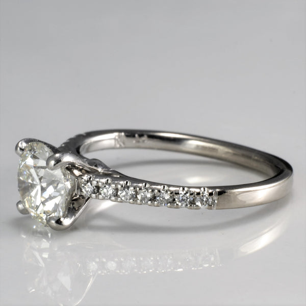 Diamond Band Round Brilliant Engagement Ring |  1.18 ctw, SZ 4.5 | VS2, I |