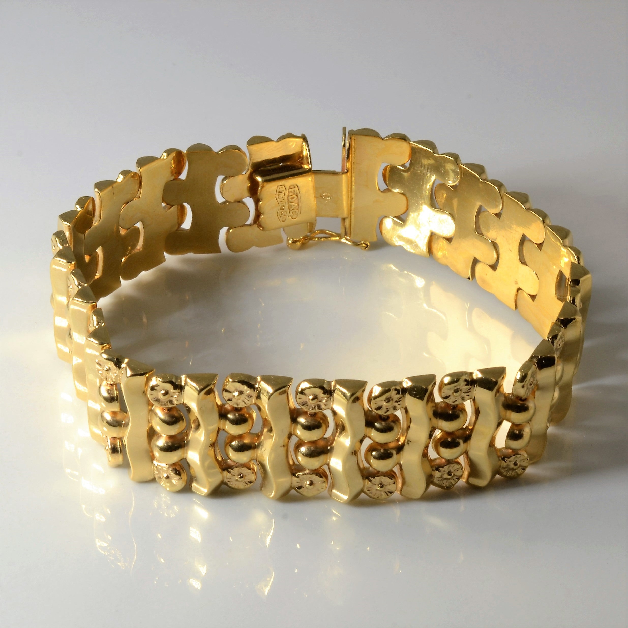 Yellow Gold Watch Strap Style Bracelet | 7.5" |