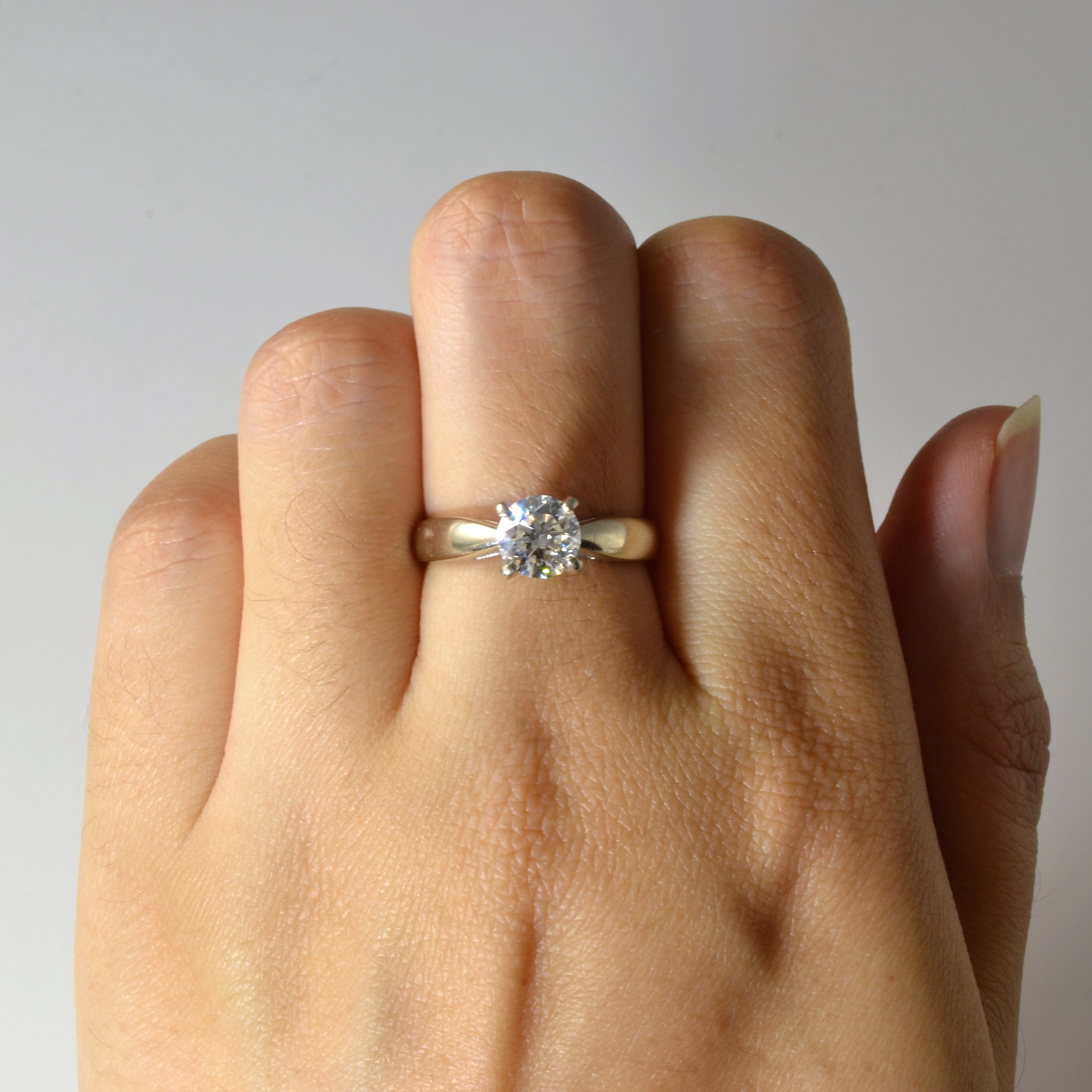 Tapered White Gold Solitaire Engagement Ring | 1.00ct | SZ 6 |