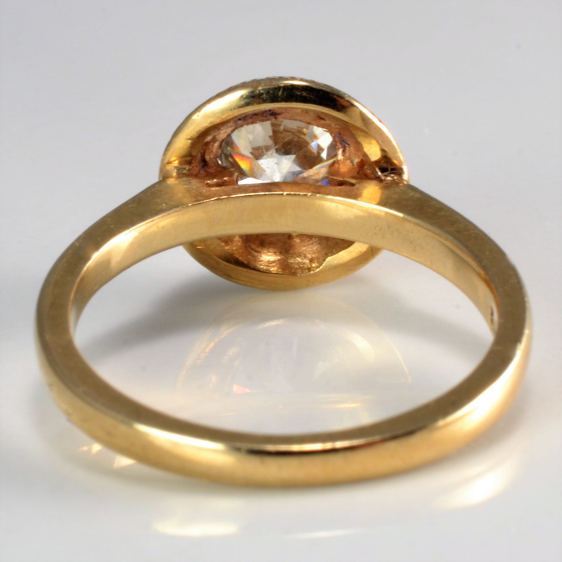 Gold european cut diamond vintage engagement ring, 