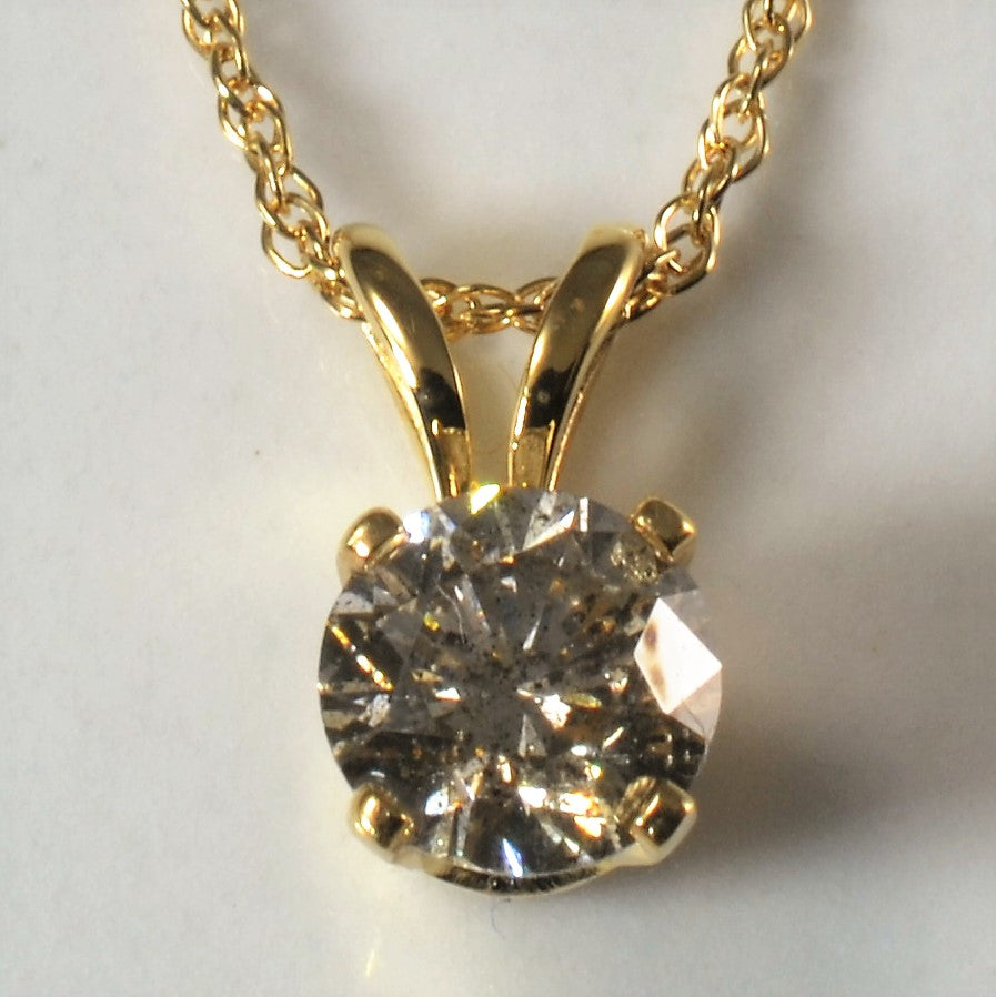 Solitaire Champagne Diamond Necklace | 0.38ct | 18