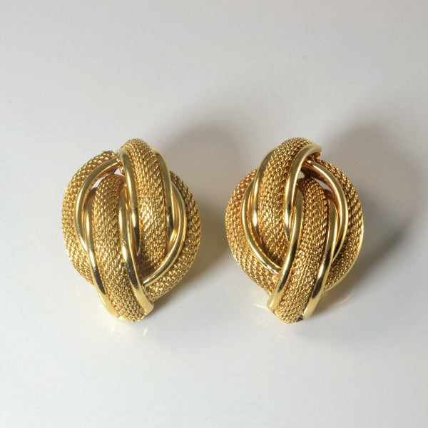 Textured Gold Knot Clip On Earrings |