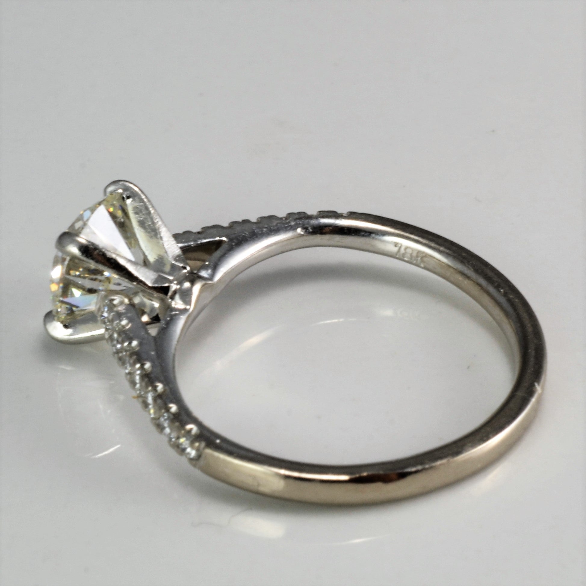 Diamond Band Round Brilliant Engagement Ring |  1.18 ctw, SZ 4.5 | VS2, I |