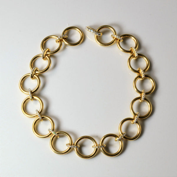 14k Yellow Gold Diamond Link Circle Bracelet | 0.08ctw | 6.5