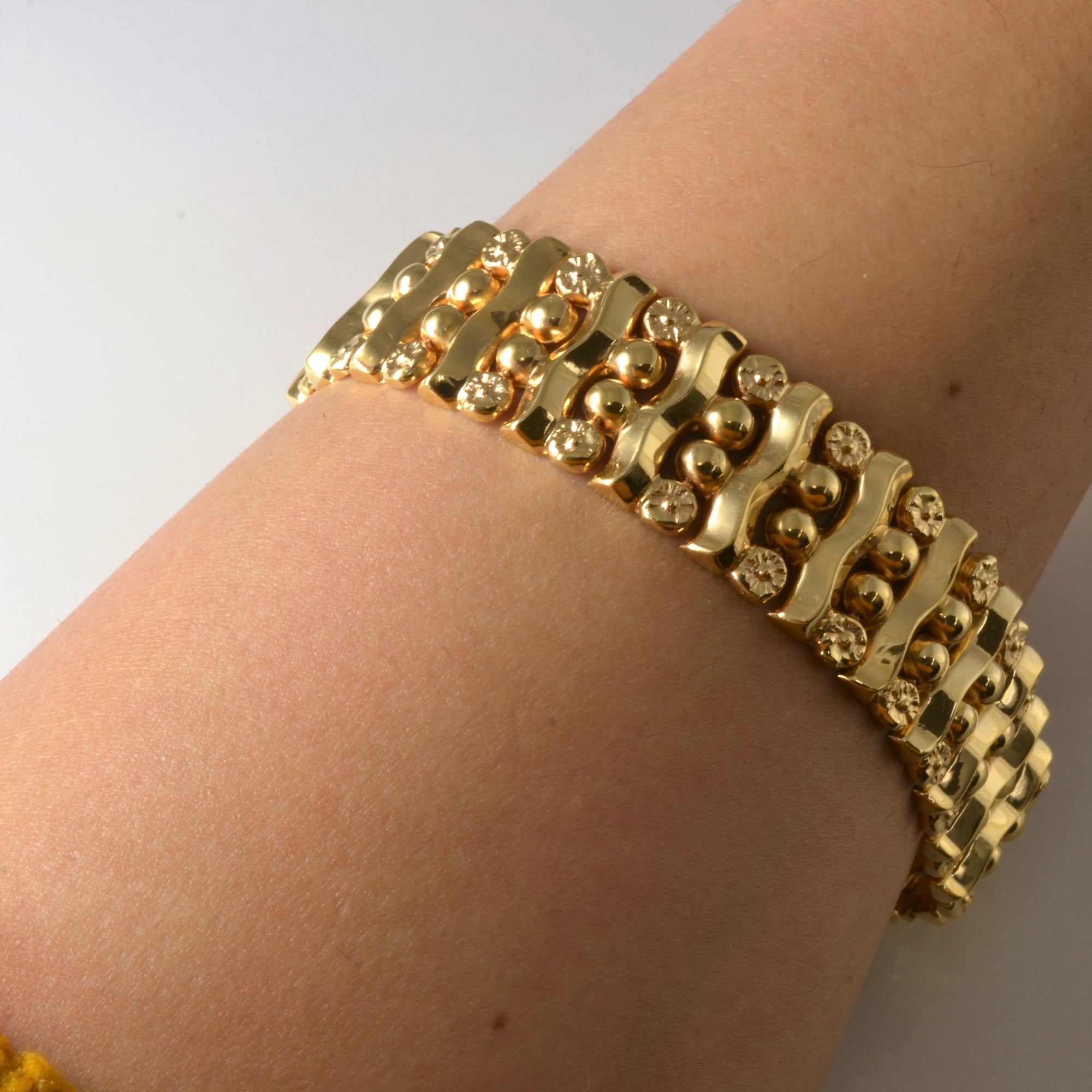 Yellow Gold Watch Strap Style Bracelet | 7.5
