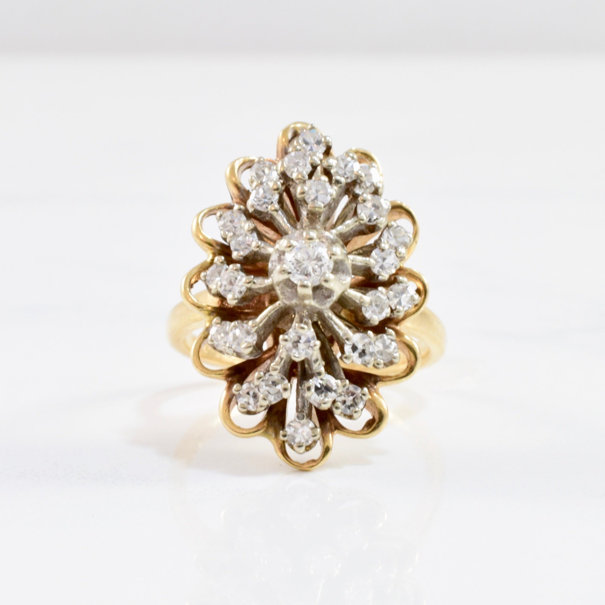 Floral Diamond Cluster Ring | 0.87 ctw SZ 6 |