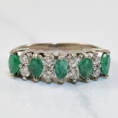 Silver & Palladium Diamond & Emerald Ring | 0.48ctw, 0.40ctw | SZ 4.75 |