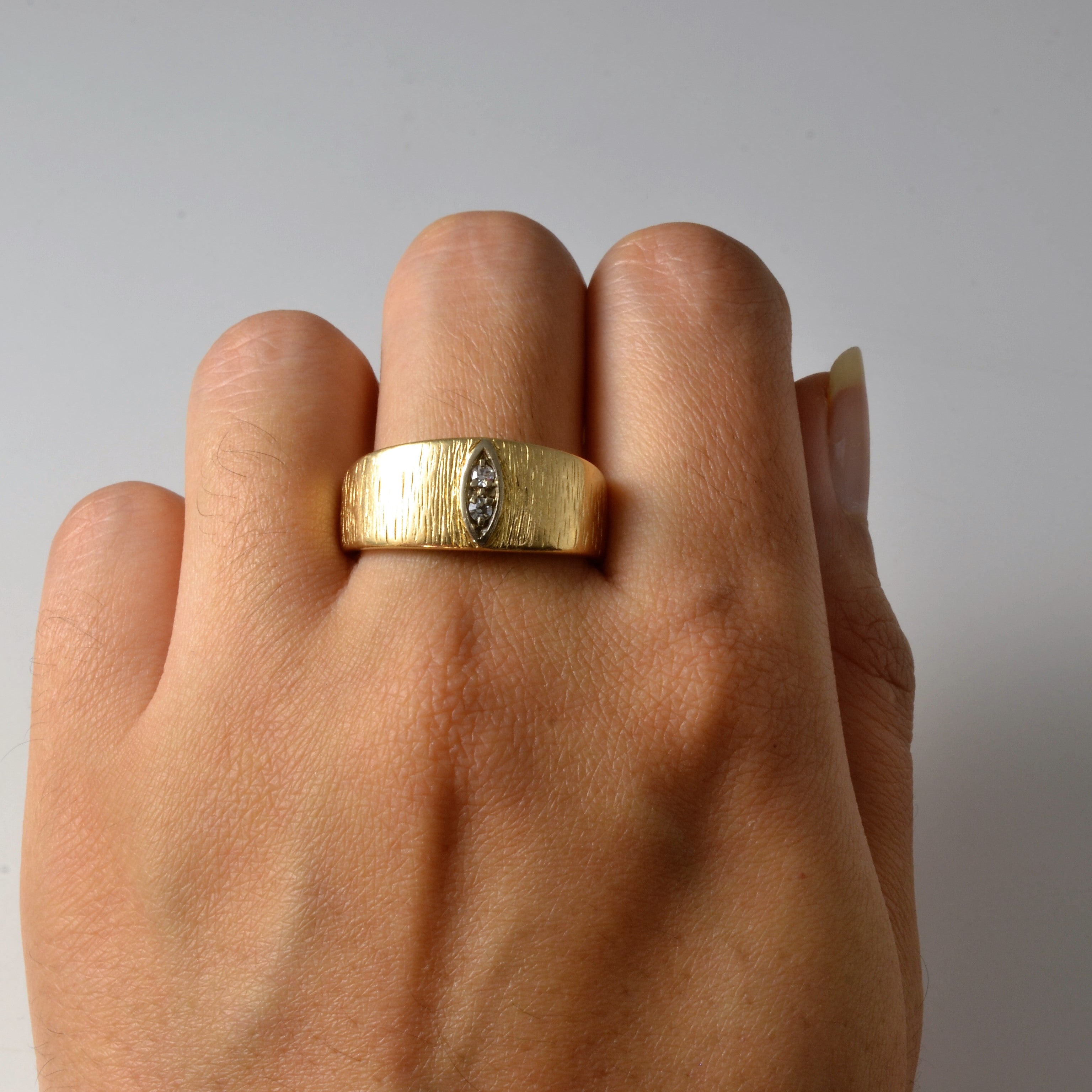 Brushed Two Stone Diamond Band | 0.06ctw | SZ 10.75 |
