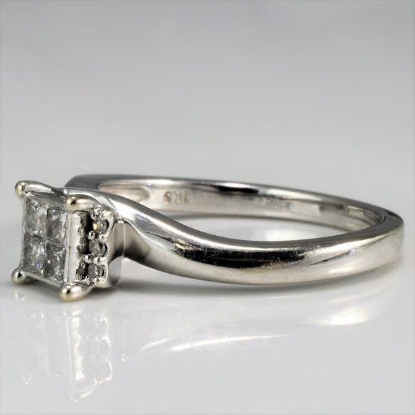 Detailed Princess Cut Diamond Promise Ring | 0.22 ctw, SZ 6 |