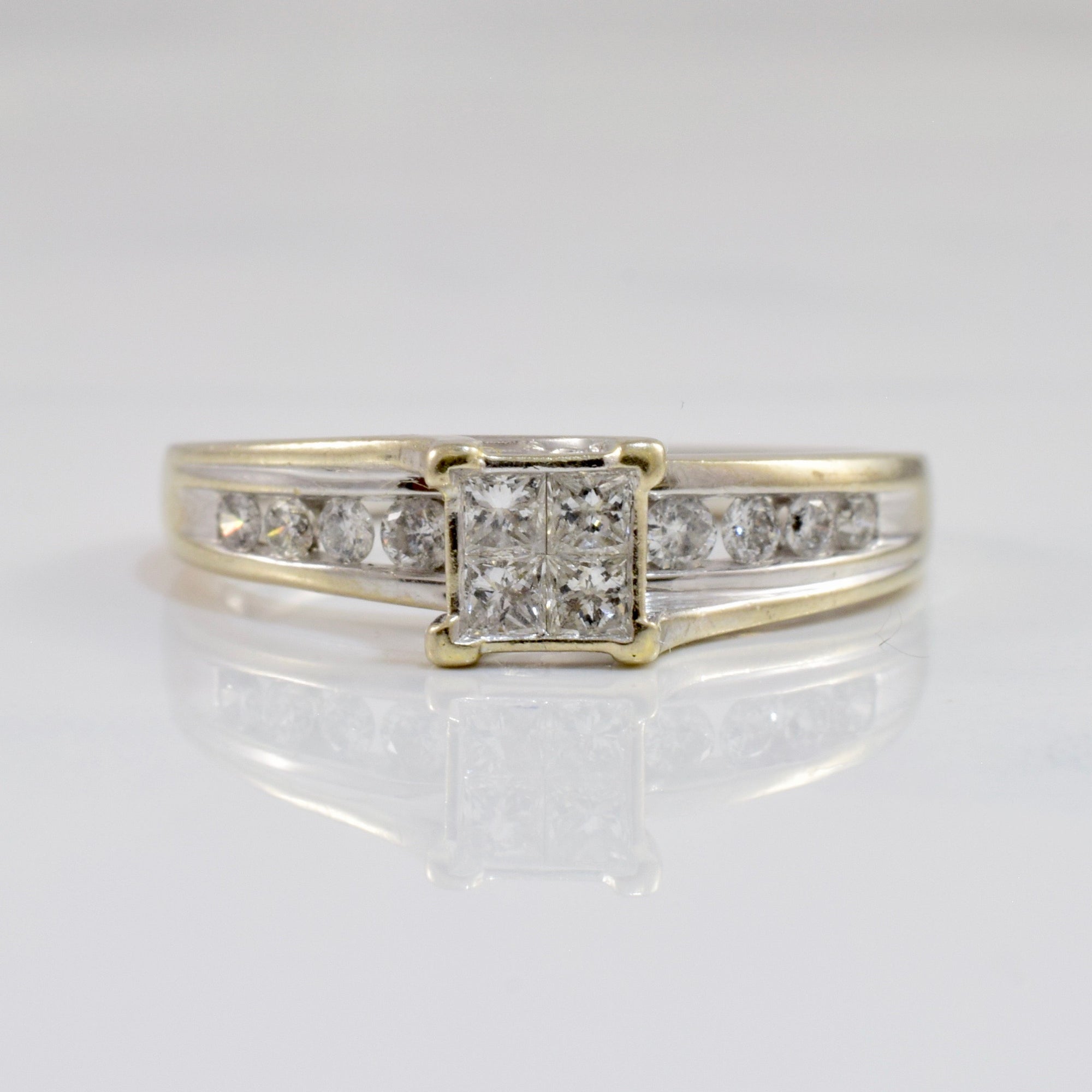 Princess Cut Diamond Cluster Engagement Ring | 0.28 ctw SZ 7.25 |