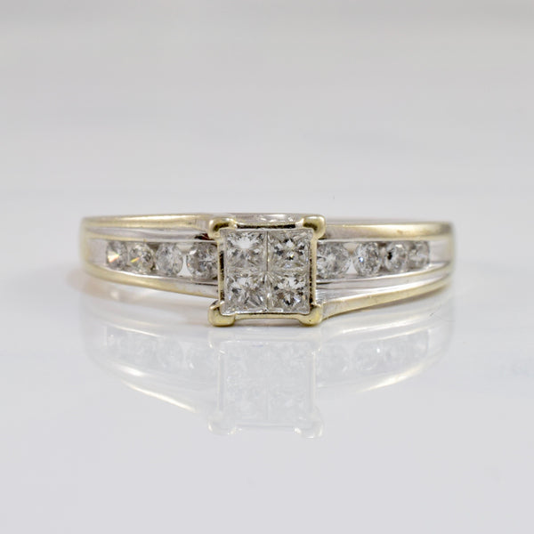 Princess Cut Diamond Cluster Engagement Ring | 0.28 ctw SZ 7.25 |