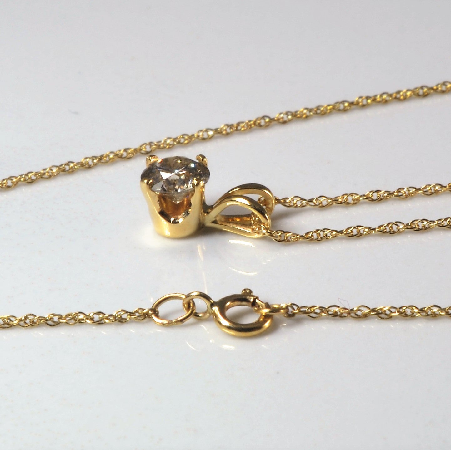 Solitaire Champagne Diamond Necklace | 0.38ct | 18