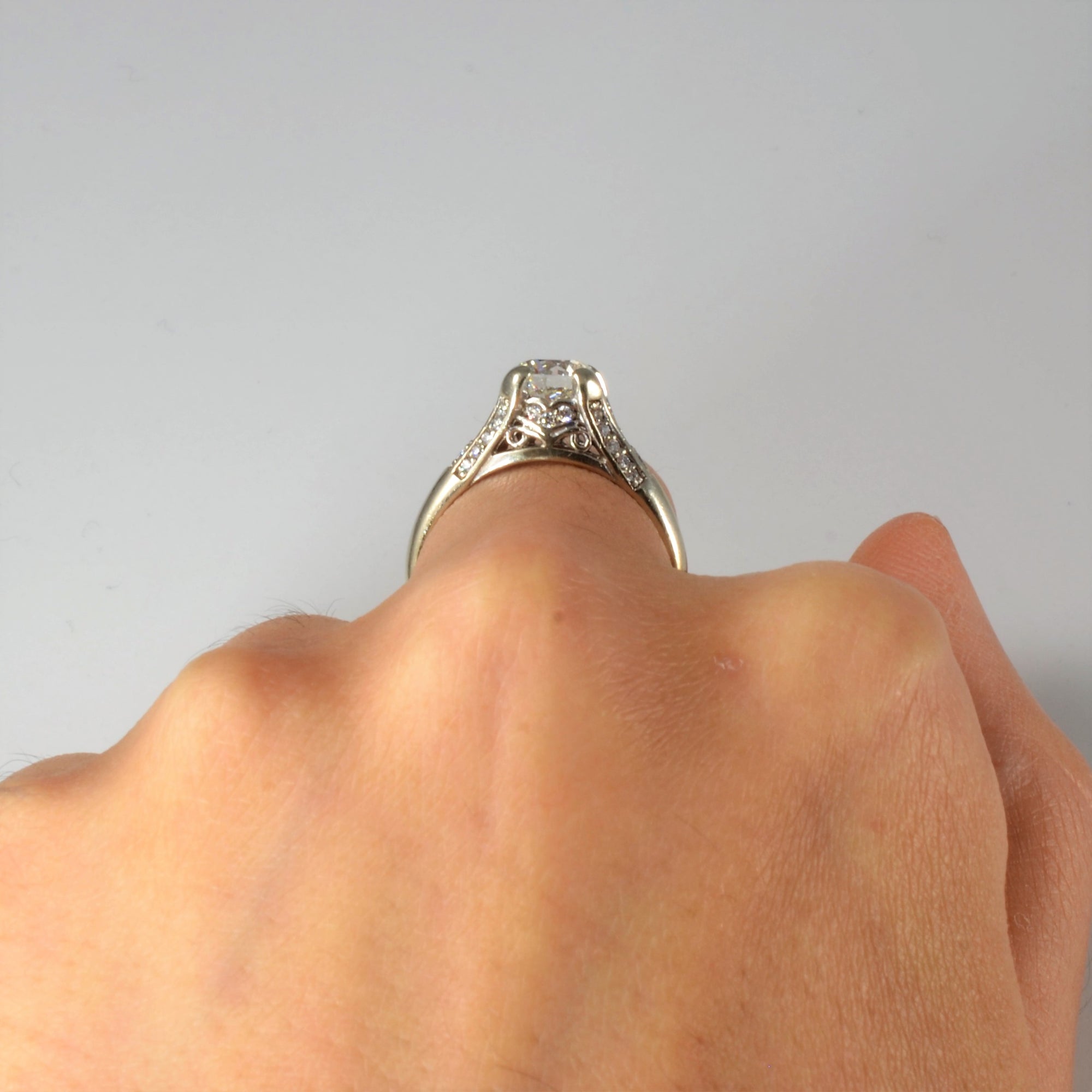 Art Deco Inspired Filigree Diamond Engagement Ring | 1.25ctw | SZ 5.75 |
