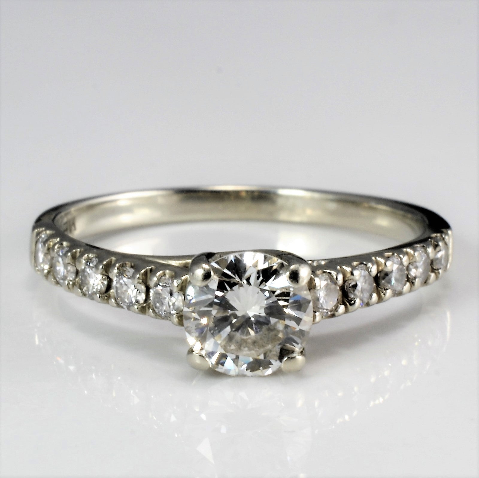 Solitaire with Pave Accents Diamond Engagement Ring | 0.72 ctw, SZ 6 |