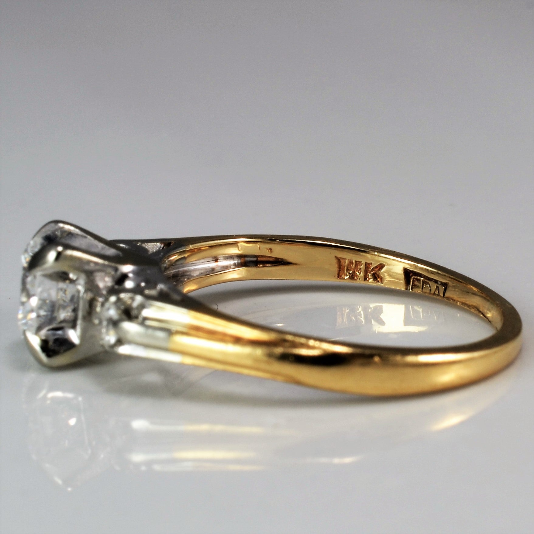 Petite 1950's Three Stone Engagement Ring | 0.46 ctw, SZ 4.5 |