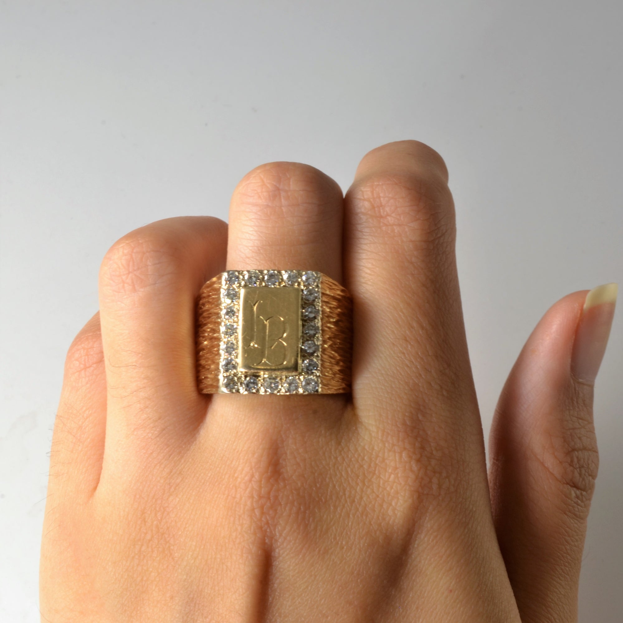 Heavy gold signet on sale ring