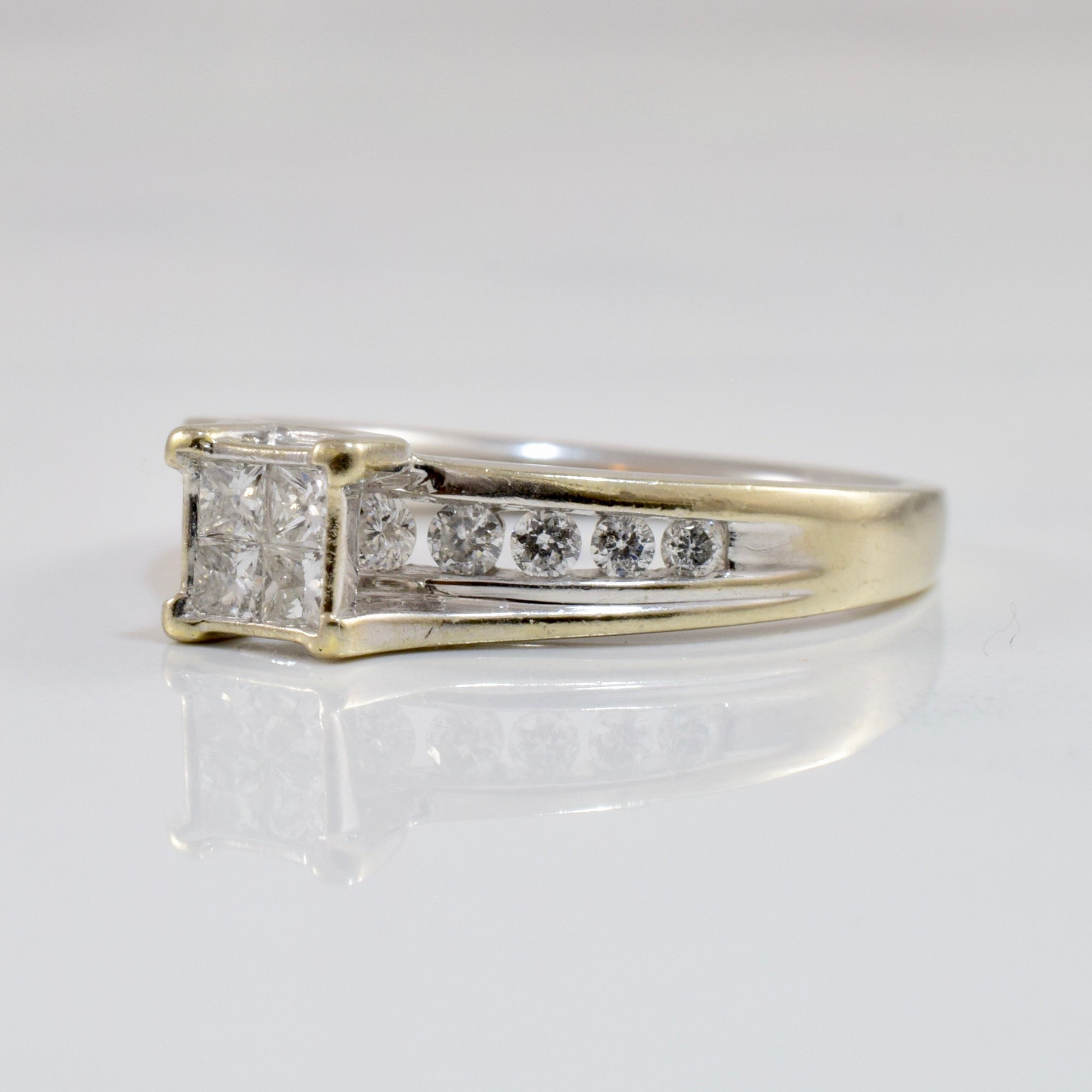 Princess Cut Diamond Cluster Engagement Ring | 0.28 ctw SZ 7.25 |