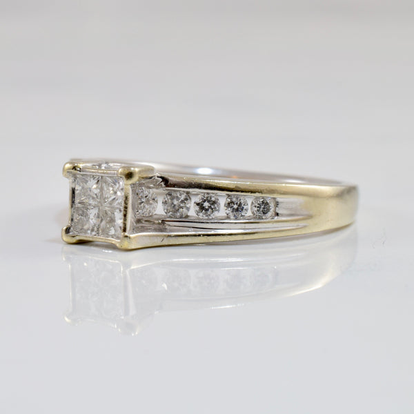 Princess Cut Diamond Cluster Engagement Ring | 0.28 ctw SZ 7.25 |