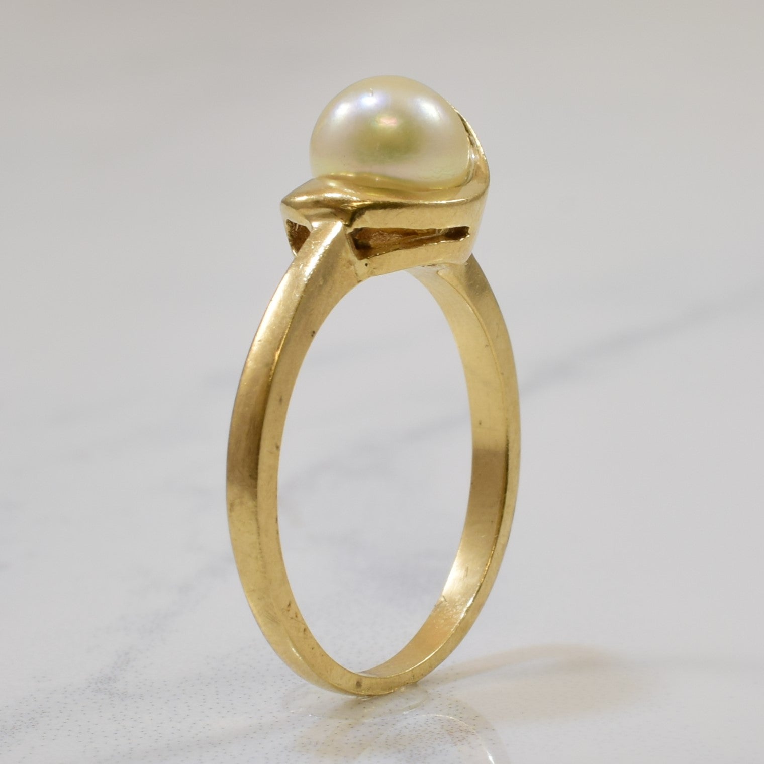 Gold Twist Pearl Ring | 1.68ct | SZ 5.5 |