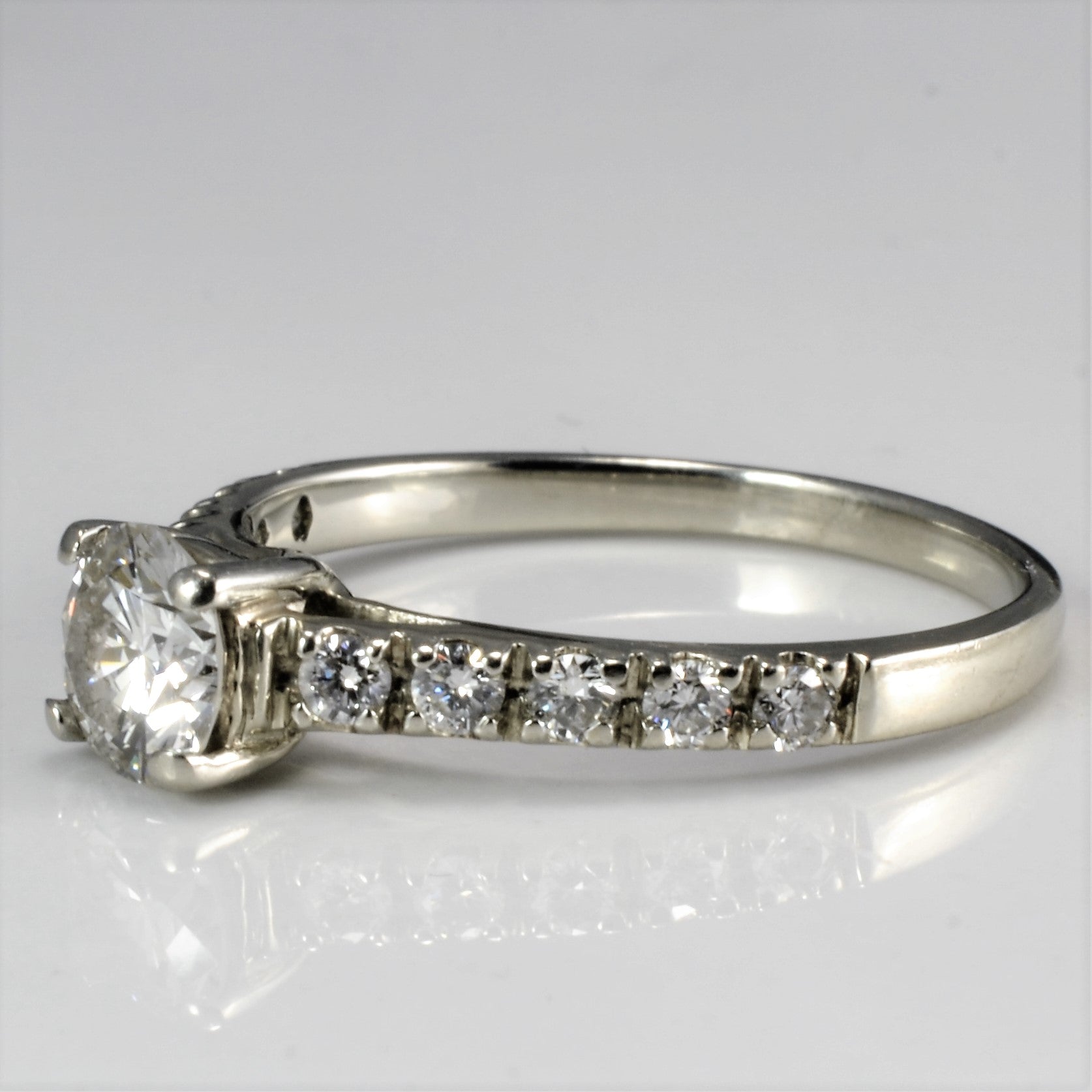 Solitaire with Pave Accents Diamond Engagement Ring | 0.72 ctw, SZ 6 |