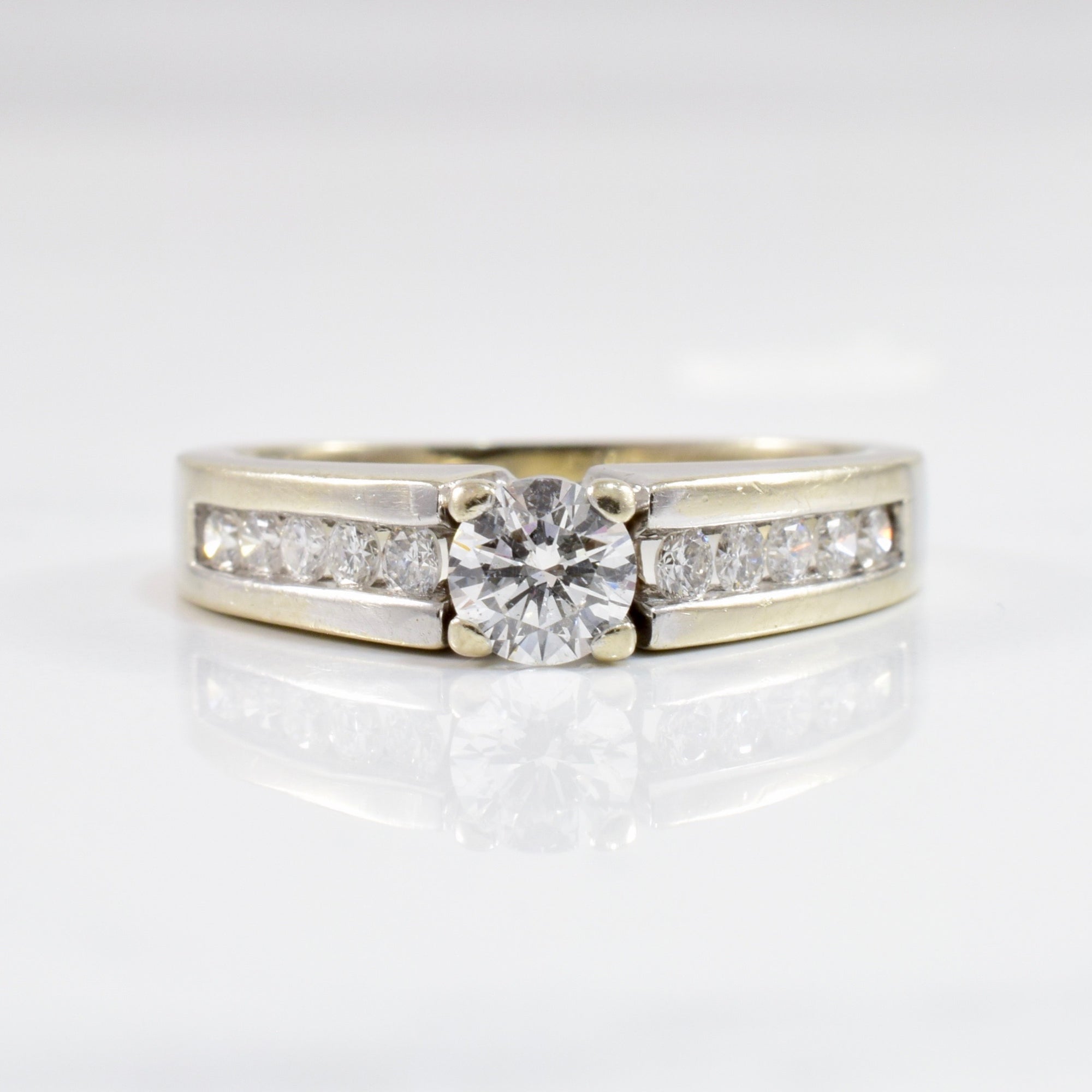 Classic Side Stone Engagement Ring | 0.63 ctw, SZ 5.75 |