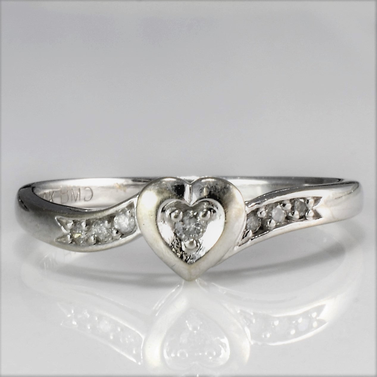 Delicate Heart Shape Diamond Promise Ring | 0.05 ctw, SZ 6 |